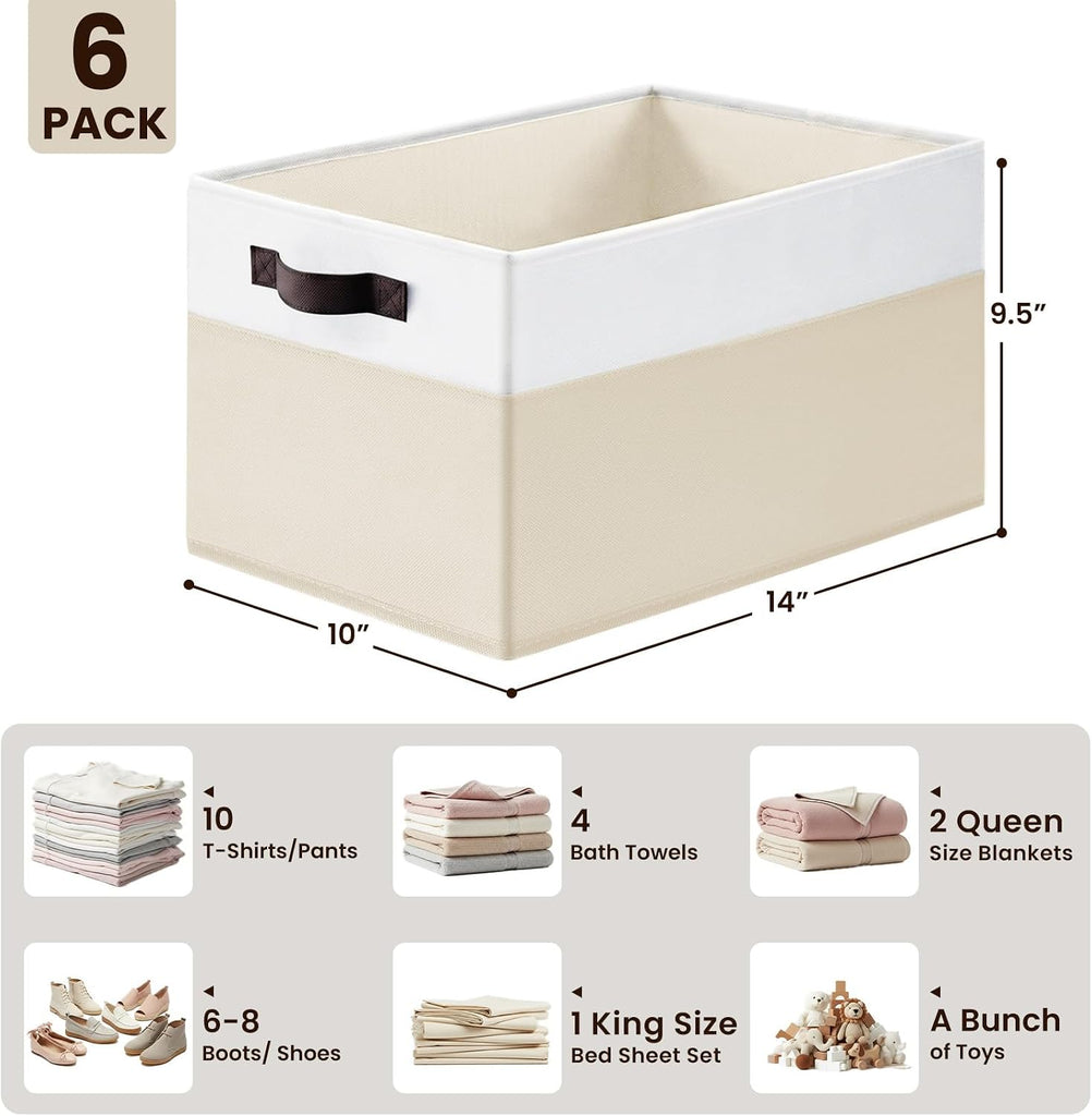6 Pack Large Toy Box Chest, Collapsible Sturdy Toy Storage Organizer Bins Baskets for Kids, Boys, Girls, Nursery