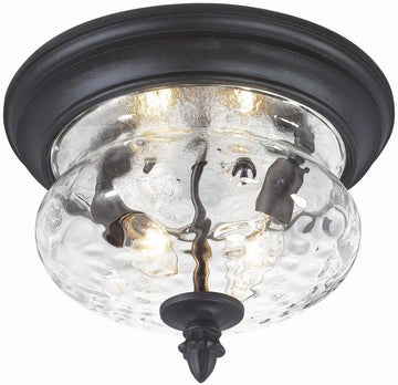 Flush Mount Ceiling Light Round 2 Light 80 Watt (8"H x 11"W) Black