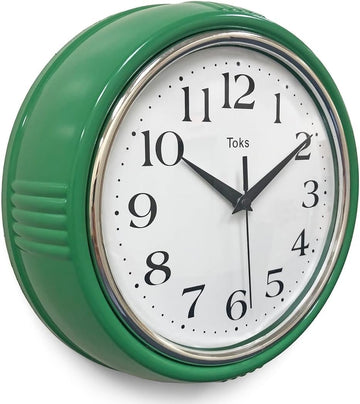Retro Wall Clock, 9.5 Inch Vintage Design, Silent Non-Ticking Quartz Movement, Battery Operated