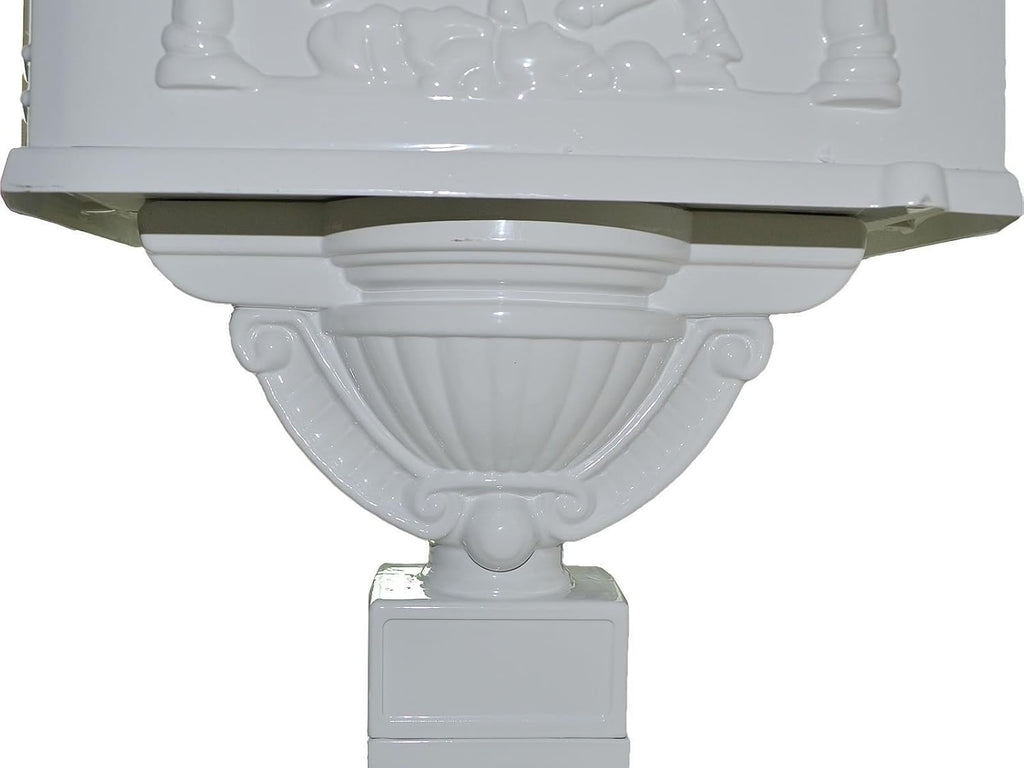 Mail Box Heavy Duty Mailbox Postal Box Security Cast Aluminum Vertical Pedestal (White)