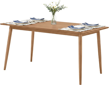 Calais Dining - Mid Century Modern 59-Inch Rectangular Dining Table for 4 - Solid Wood Kitchen and Dining Room Table