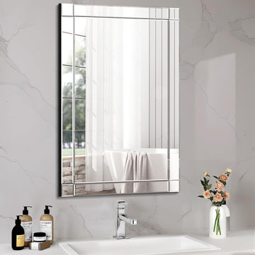 24x36 Inch Rectangle Bathroom Vanity Mirror for Wall, Modern Frameless Wall Mirrors with Beveled Edge