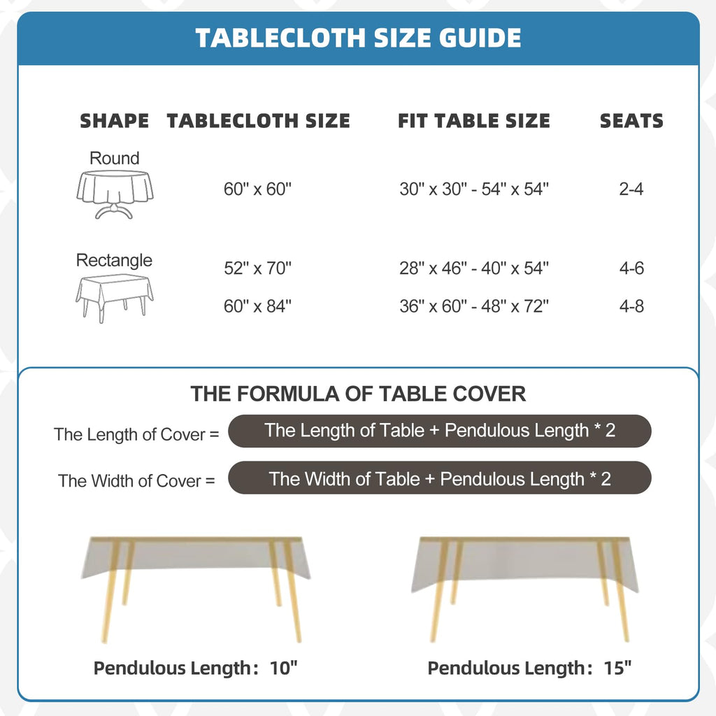 Polyester Tablecloth with Flannel Backing, 84 x 60 Inch Rectangular Heavy Duty Table Cloth, Waterproof & Washable