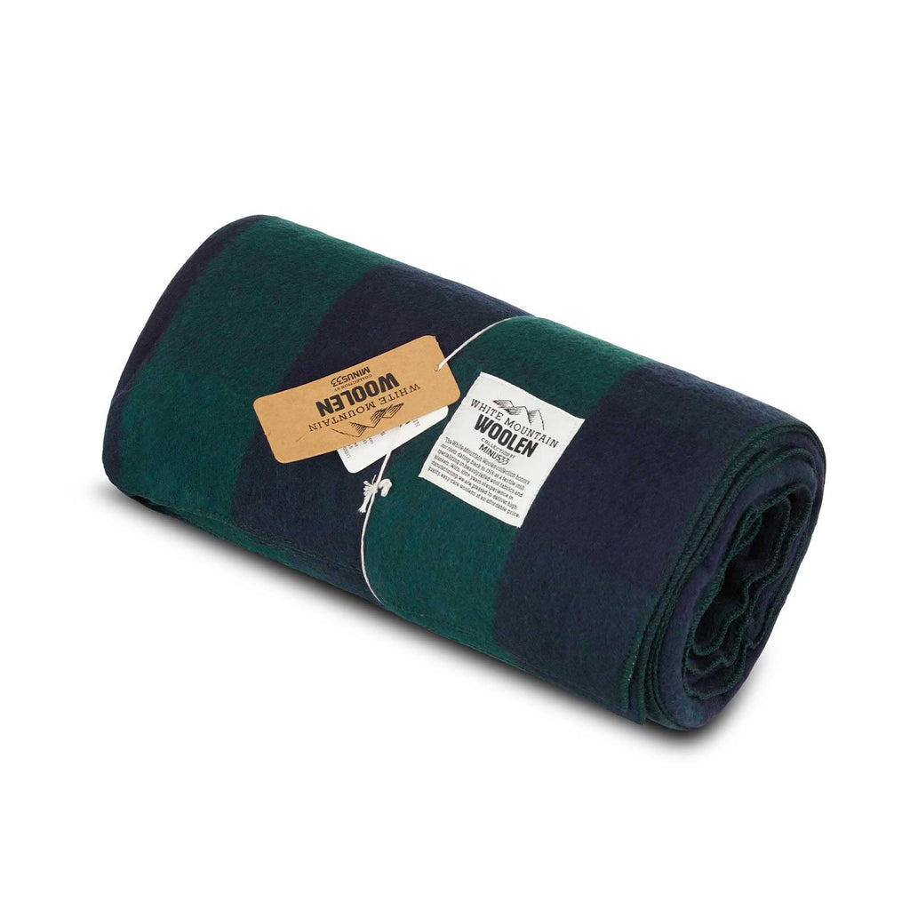 Lodge Twin Blanket - 80% Recycled Wool - Buffalo Plaid - Warm Throw Blanket - Thick - Washable - 65W x 90L - Green