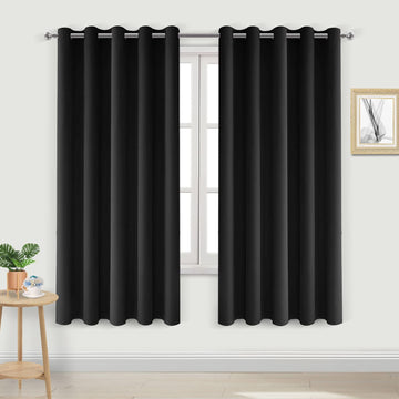Wide Blackout Curtains Living Room 60 x 63 Inch Long Black