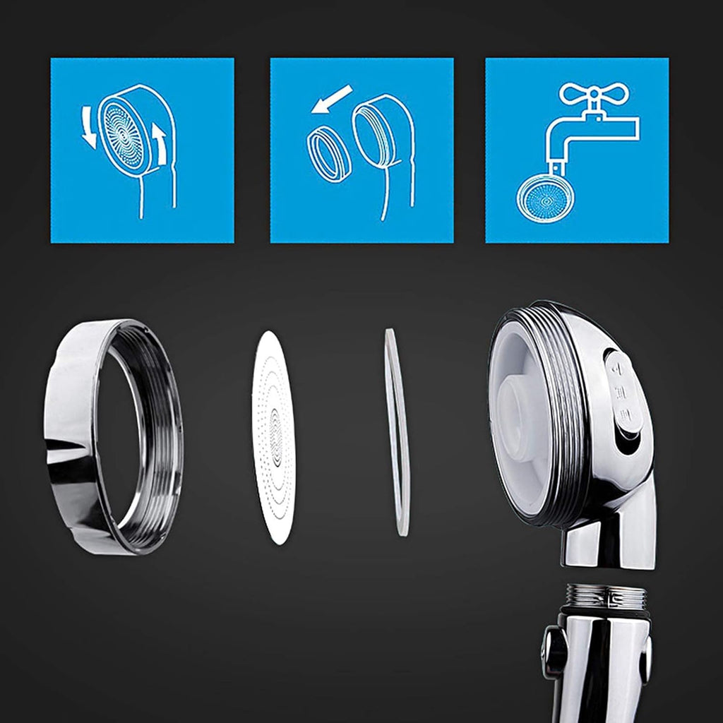 Chrome High Pressure Handheld Shower Head with ON/OFF Pause Switch, 3 Spray Modes Shower Wand with Shut Off Button