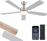 Ceiling Fans with Lights, 52 Inch Low Profile Ceiling Fan with Light and Remote Control,Reversible, 3CCT, Dimmable, Quiet, Brushed Nickel Ceiling Fan for Bedroom Indoor/Outdoor Use A101-B0D8BC4CC6