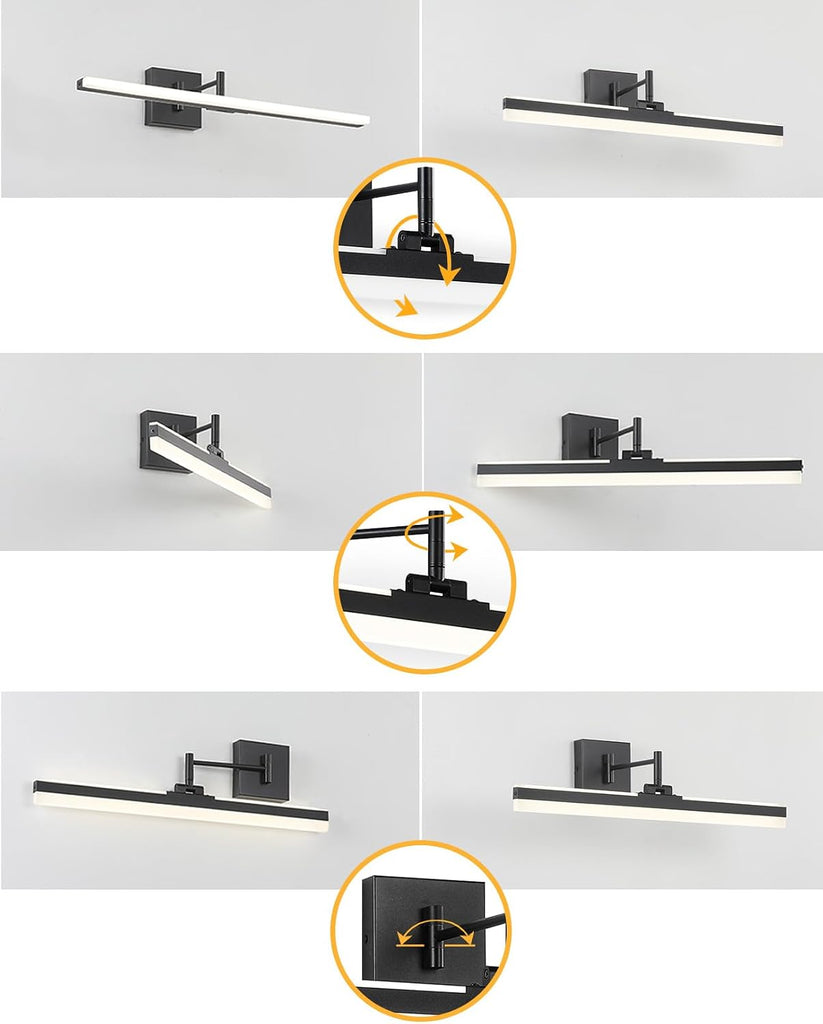 Modern LED Vanity Light,23.6'' Adjustable & Rotatable Bathroom Light Fixture Above Mirror, Wall Sconce,ETL, Black