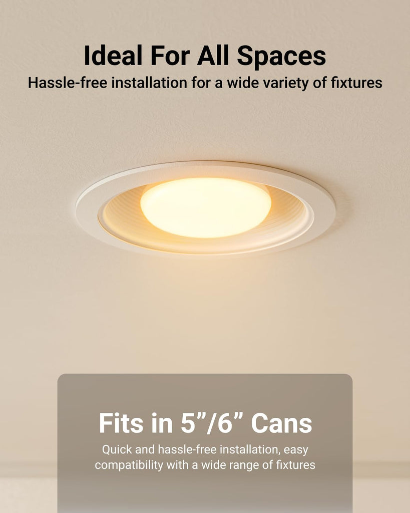 6 Pack BR30 LED Bulb, Recessed Can Light Bulbs, Indoor Flood Lighting, 1600 LM, 16W (100W Equivalent) 3000K Warm