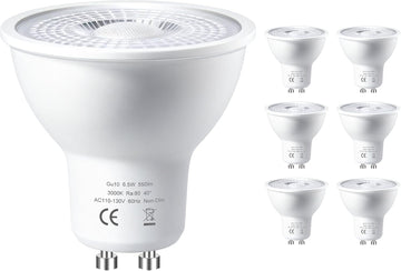 GU10 LED Bulbs 120V GU10 Led Light 6.5W 4000K Non-Dimmable 6Pack