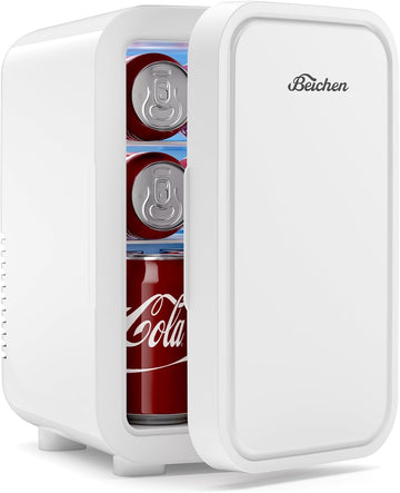 Mini Fridge,6 Liter / 8 Can Small Fridge for Bedroom, Car, Office & Dorm, 110V AC/DC Portable Thermoelectric Cooler &