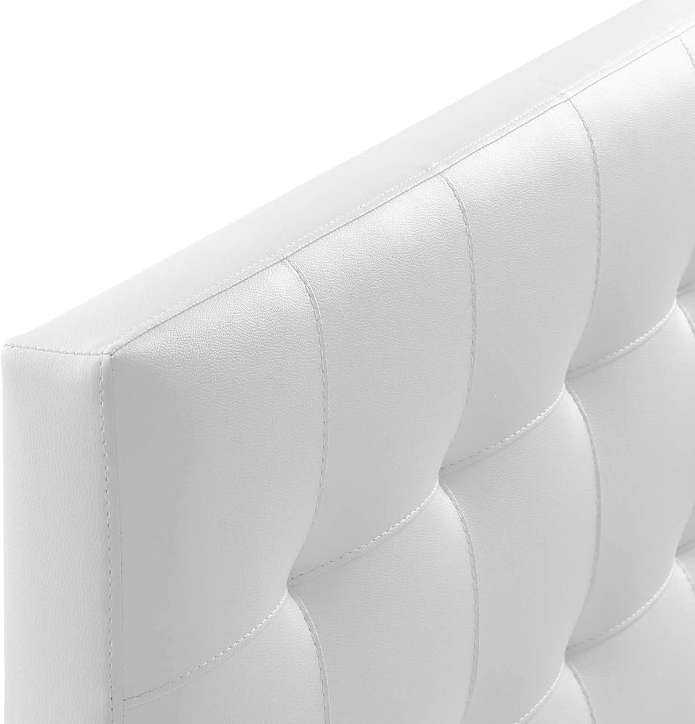 Lily Tufted Faux Leather Upholstered King Headboard in White