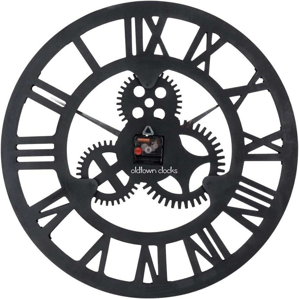 28" Industrial Steampunk Vintage Retro Home Decor Wall Clock (28 inches, Roman-Anti-Bronze) *Note: Decorative Gears DO NOT Move*