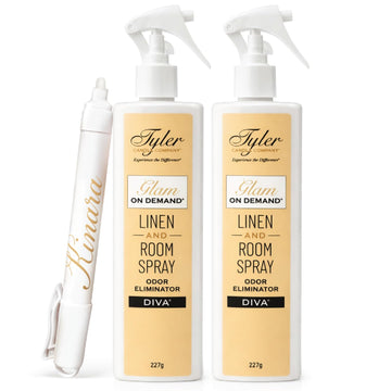 Tyler Glam on Demand - Diva Scent Linen and Room Spray 2 Pack - Air Freshener and Odor Eliminator Bundle with Stain