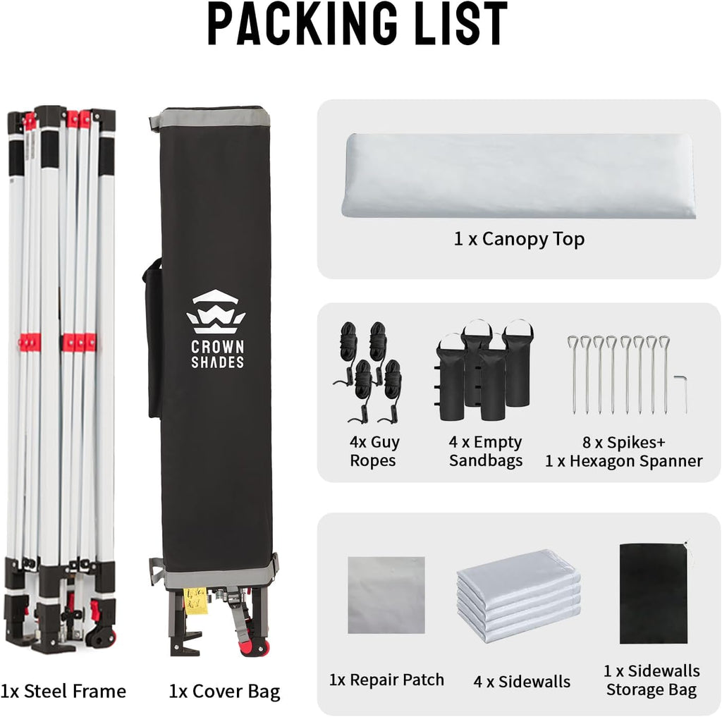 10X10 Commercial Instant Pop Up Canopy, White | 300D Silver-Coated Fabric, CenterLok One Push Tent, STO-N-Go Bag