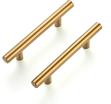 30 Pack 5 Inch Cabinet Pulls Brushed Brass Stainless Steel Kitchen Drawer Pulls Cabinet Handles 5”Length, 3” Hole Center