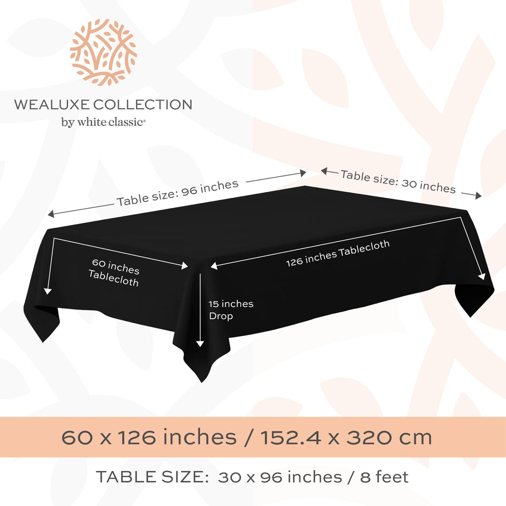 Black Table Cloths for 8 Foot Rectangle Tables, 2 Pack, 60x126