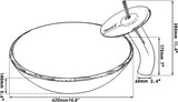 Blue Countertop Bathroom Vessel Sink with Waterfall Faucet