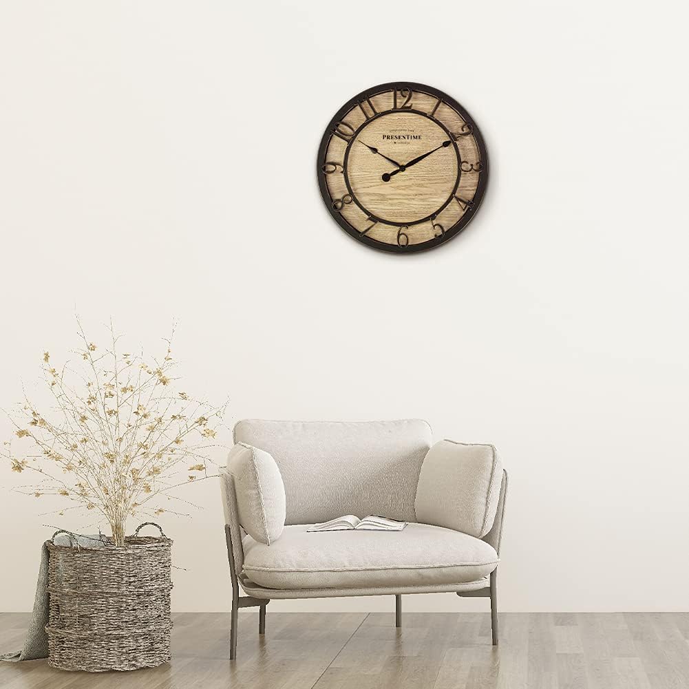 Presentime & Co 10" Farmhouse Series Wall Clock, Cottage Style, Vintage Design, Oil Rubbed Bronze