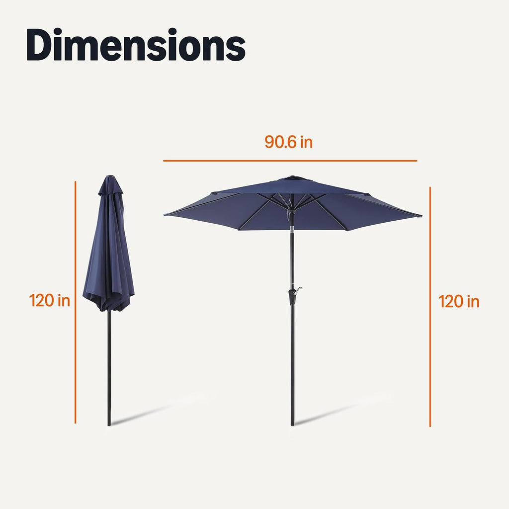 Patio Umbrella with Crank Lift and Push Button Tilt, 10 Foot, Navy