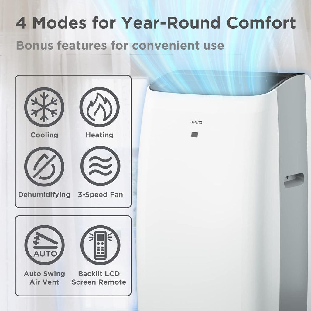 14,000 BTU Portable Air Conditioner & Heater, 4-in-1 AC Unit with Dehumidifier, Fan, UV