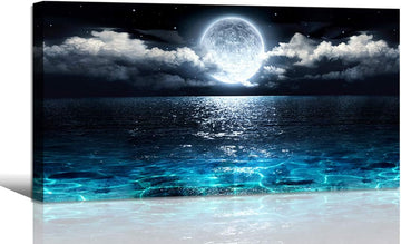 Wall Art Moon Sea Ocean Landscape Picture Canvas Wall Art Print Paintings Modern Artwork Wall Decor and Home Décor