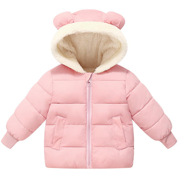 Toddler Girl Winter Puffer Hooded Jacket Baby Fleece Pink Coat