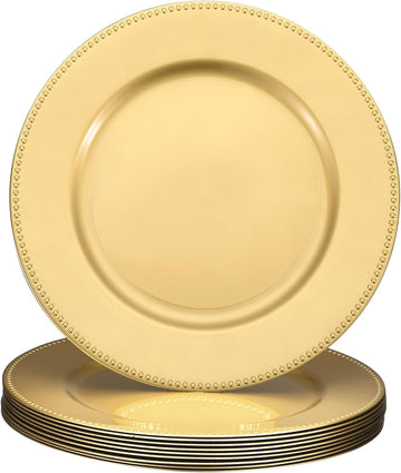 Charger Plates Bulk 13 Inch Plastic Charger Plates Round Plate Chargers for Dinner Wedding Party Event Table - Set of 10