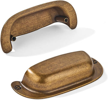 10 Pack 3"(76mm) Hole Center Vintage Drawer Retro Pulls Antique Brass Cabinet Bin Cup Pulls Bathroom Hardware Cabinet