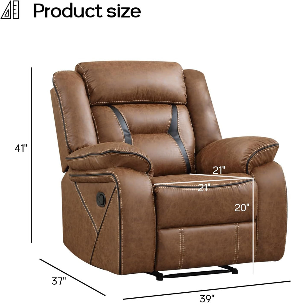 Faux Leather Manual Recliner Chair, Modern Design Single Reclining Sofa Chair with Comfortable Armrest and Backrest