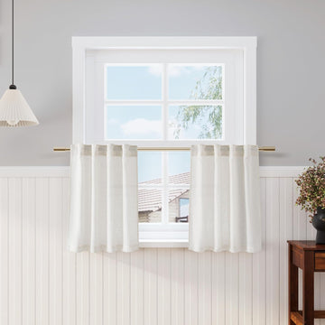 Cream Linen Curtains 65 Inch Length 2 Panels Set Neutral Modern Farmhouse Window Curtain Semi Sheer Light Filtering