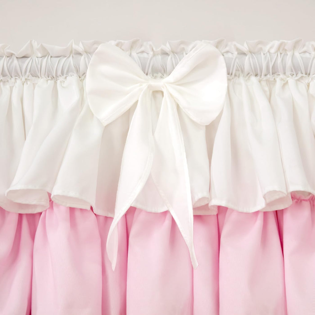 Ruffled Valance Farmhouse for Small Window White Pink Ombre 1PC