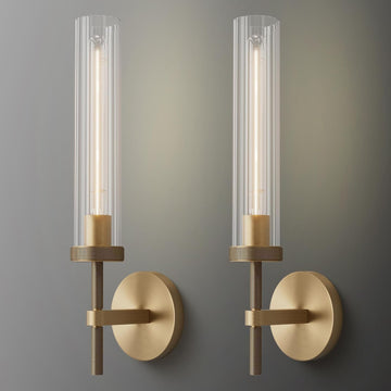 Brass Wall Sconces Set of Two, 19" Knurling Gold sconces Wall Lighting, Bathroom Vanity Light Fixtures, Modern Wall