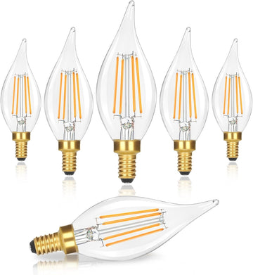4W 460LM Dimmable E12 LED Candelabra Bulbs, 40W Equivalent, 6-Pack