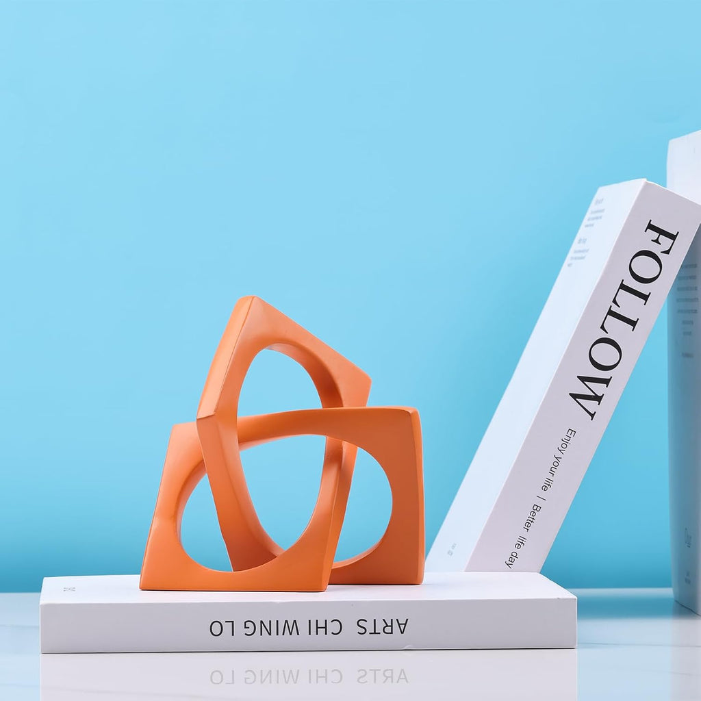 Geometric Cube Orange Knot Decorations, Geometric Sculptures, Modern Home Decorations Decor Accents, Dining Tables