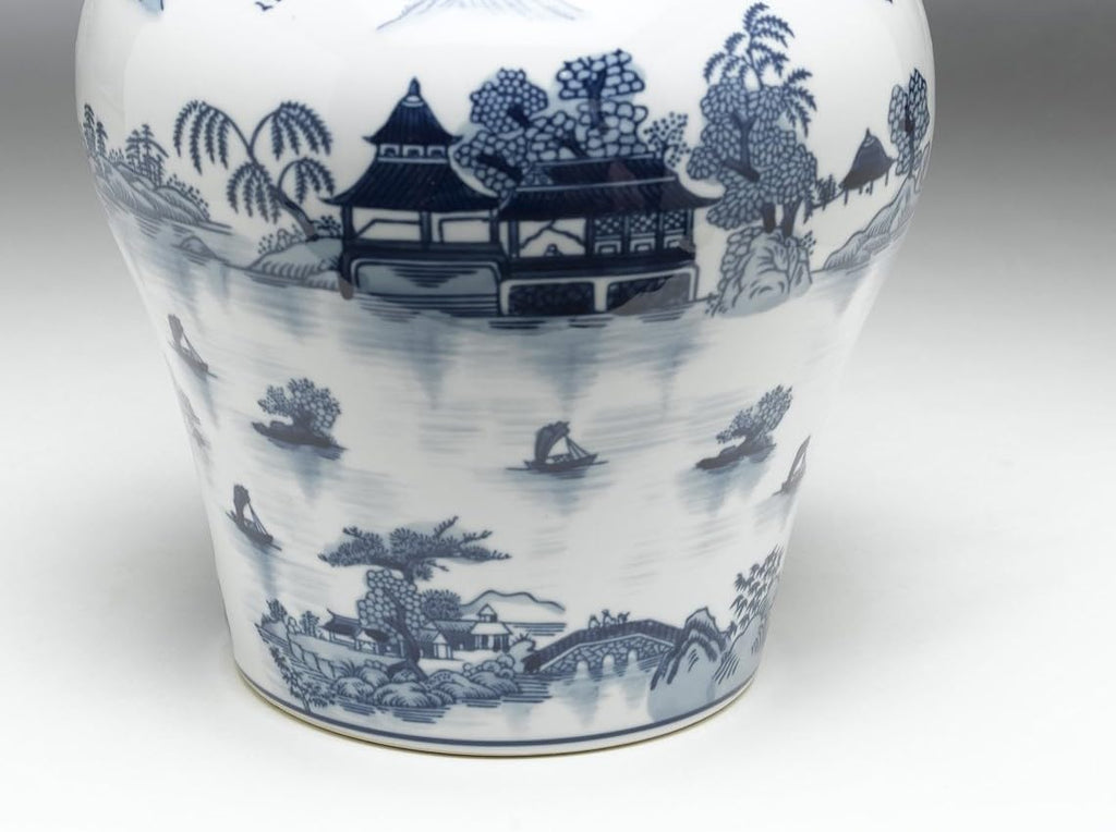 59739 Blue And White Ceramic Ginger Jar With Lid