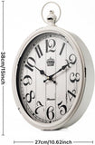 Oval Wall Clock Metal 16 inch Large Battery Operated Retro Wall Clock Old-Fashioned Antique Design Rustic Vintage