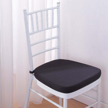 5 PCS | Black Ballroom Chair Cushion Chair Pad with Attachment Straps Party Event Decoration - 2" Thick