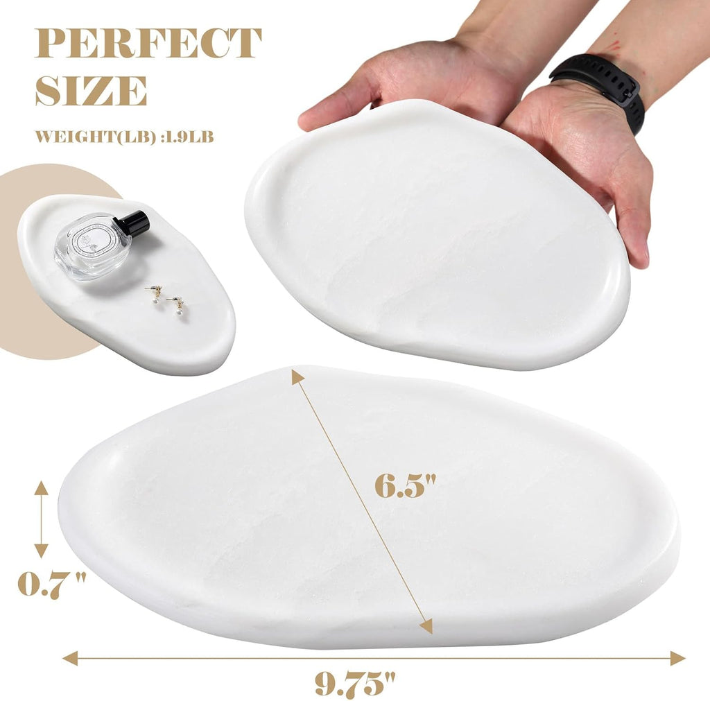 Marble Jewelry Tray Trinket Dish, Decorative Cloud Vanity Key Tray for Women, Perfume Ring Holder Dish for Ring