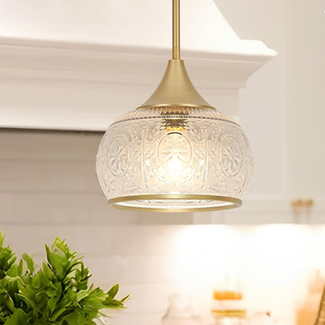 Gold Pendant Light - Modern Pendant Lights Kitchen Island with Handblown Glass, Vintage Hanging Light for Kitchen
