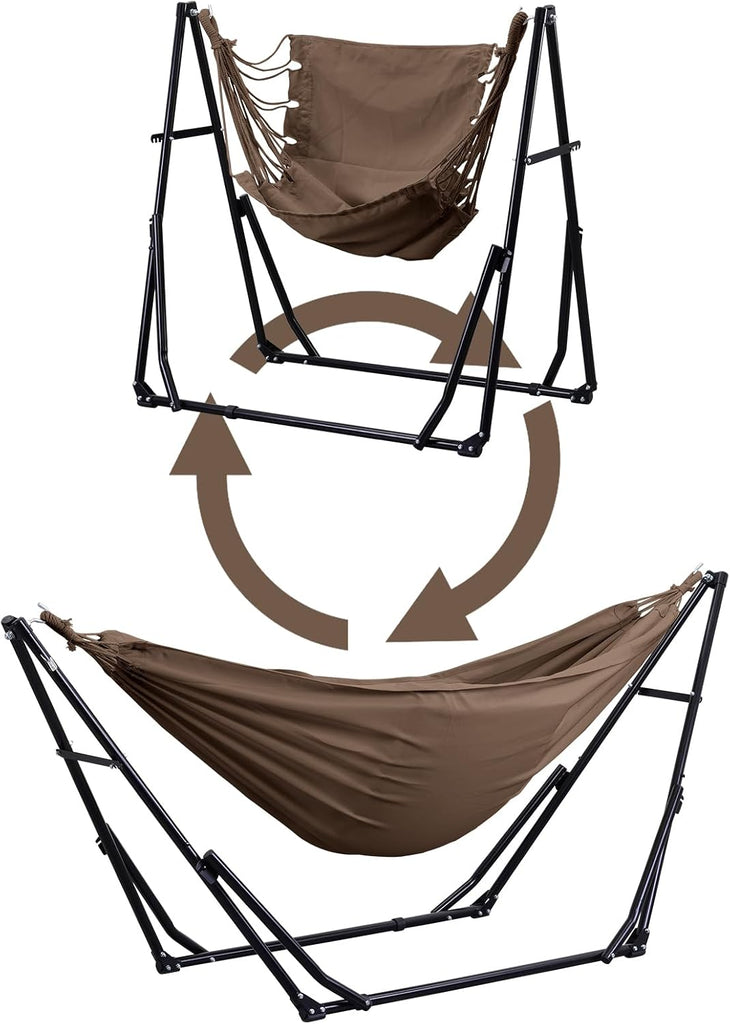 2 in 1 Hammock with Stand, Outdoor Hammock Swing Chair with Portable Heavy Duty Stand, Multi-Functional Hammock Stand