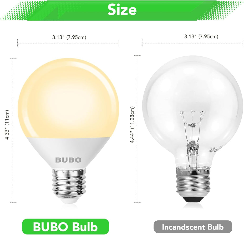 Vanity Light Bulbs for Bathroom Over Mirror, 60 Watt Equivalent, Soft White 2700K, G25 Globe Light Bulb 800 Lumens (6 Pack)
