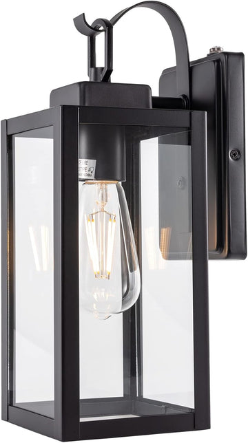 Dusk to Dawn Outdoor Wall Lantern, Wall Sconce for Porch Lighting Fixture, E26 Base Max 60W, Metal Housing Plus Glass