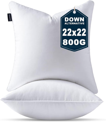 22 x 22 Pillow Inserts Down Alternative Throw Pillow Inserts Large Fluffy Decorative Pillow White Square - Set of 2