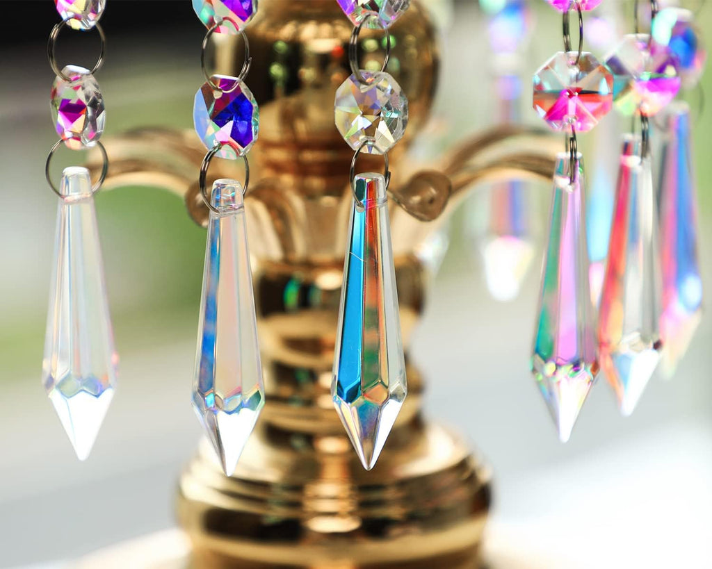20 Pcs 55mm Aurora Crystal Icicle Prisms Chandelier Decor Sun Catchers - Aurora Crystal Icicle Prisms Pendants