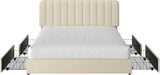 Queen Upholstered Bed Frame with 4 Drawers and Headboard, Velvet Platform Storage Bedframe, Wooden Slats Support