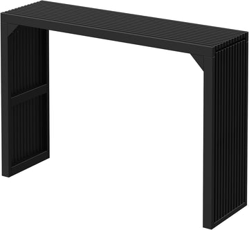 Narrow Console Table - 46" Solid Wood Farmhouse Table with Storage (Black)