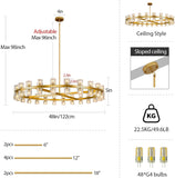 K9 Crystal 48-Light Round Chandelier, 48" Gold Chandeliers for Living Room, Modern Farmhouse Wagon Wheel Chandeliers For Dining Room,Entryway,Foyer,Includes G4 Bulbs Arcachon Brass Chandelier A117-B0DNZ6ZL47