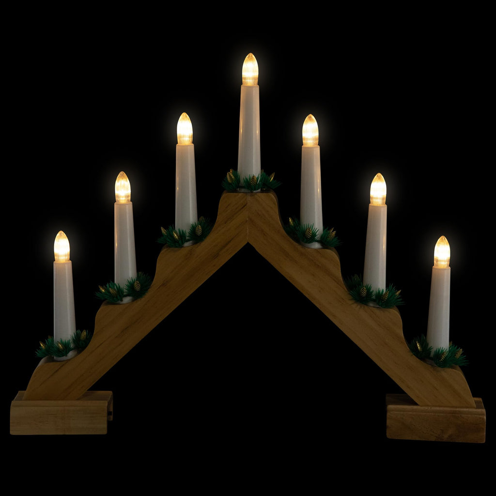 LED Lighted Christmas Candelabra Bridge - 13" - Wood