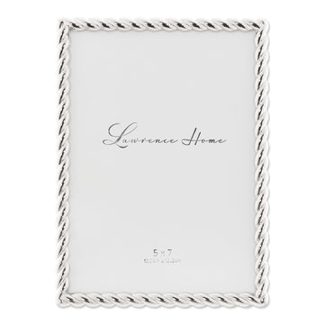 Metal Frame, Rope Design, Silver, 5x7